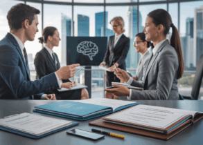 Diverse professionals in a modern Singapore office engage in an emotional intelligence workshop.