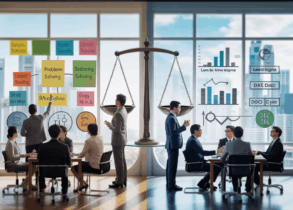 Split-screen of Problem-Solving vs Lean Six Sigma in a Singapore office.