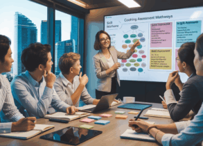Diverse professionals in Singapore workshop, focused on skill development.