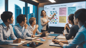 Diverse professionals in Singapore workshop, focused on skill development.